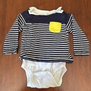 GAP Navy and White Striped Baby Bodysuit